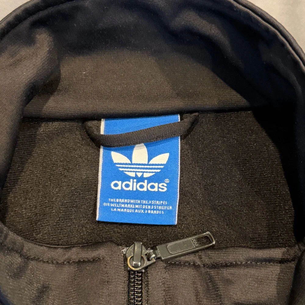 Y2K Adidas Track Jacket Men Black Trefoil Full Zip Warmup-‎ SEE DESCRIPTION!